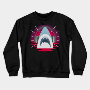Headphones On Shark Sunset Crewneck Sweatshirt